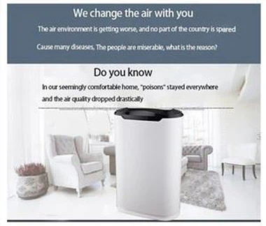 Intelligens érzékelős Pm2.5 kijelzős asztali légtisztító valódi Hepa szűrővel otthoni légtisztító